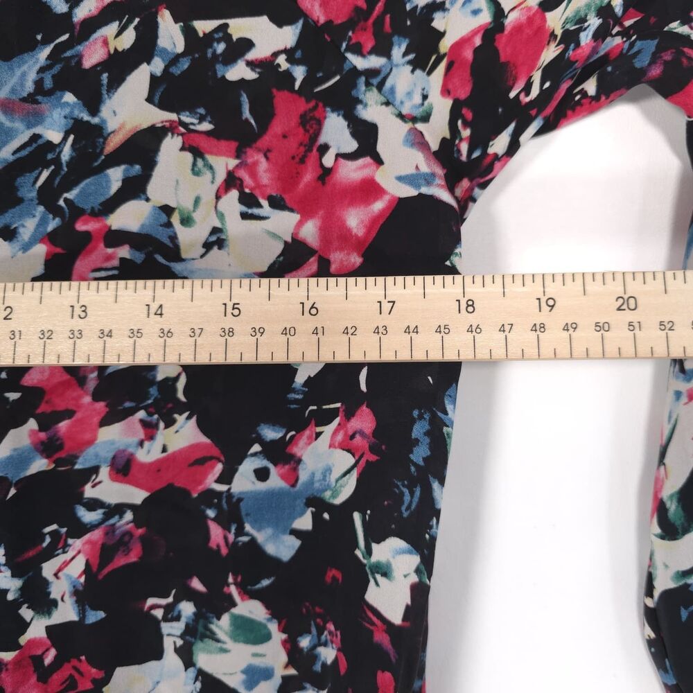 PARKER Women's Top Blouse MEDIUM Floral Multicolor Keyhole V Neck P5H1449GEP - Picture 4 of 10